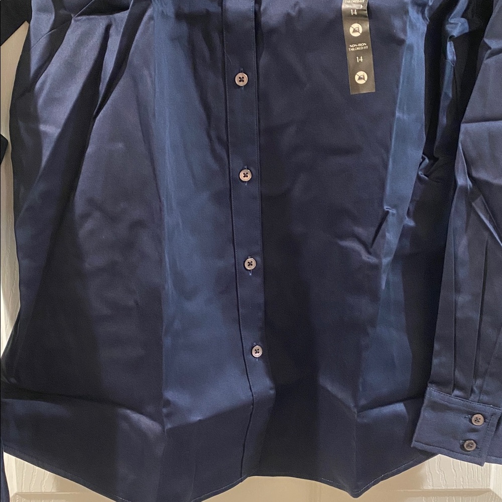 Banana Republic Women’s Navy Blue Tailored Button-Up Shirt - Size 14 - Picture 4 of 10